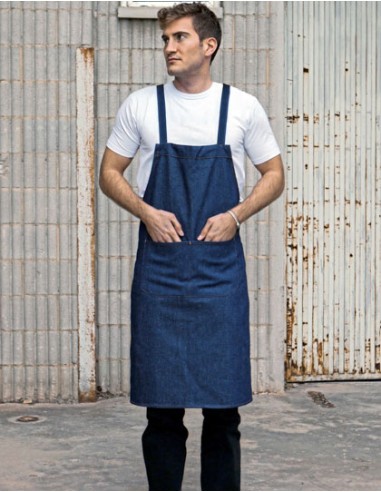 LIN-HSKB9090JNS-Hobby apron with cross bands and pocket